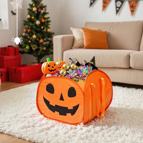 YOHOOLYO 95L Large Cute Halloween Foldable Pumpkin Boo Basket with Handles - image 9