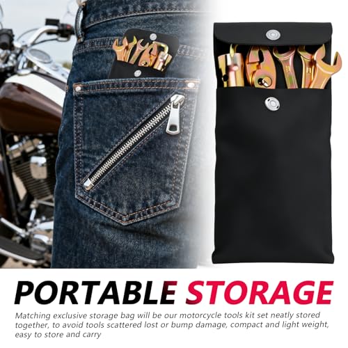 8PCS Motorcycle Tool Kit with Storage Bag,Multi-Tools Motorcycle Tools Kit Set Includes Wrench,Screwdriver,Pliers,Spark Plug Socket,Professional Dirt Bike Tool Kits Set - Image 5