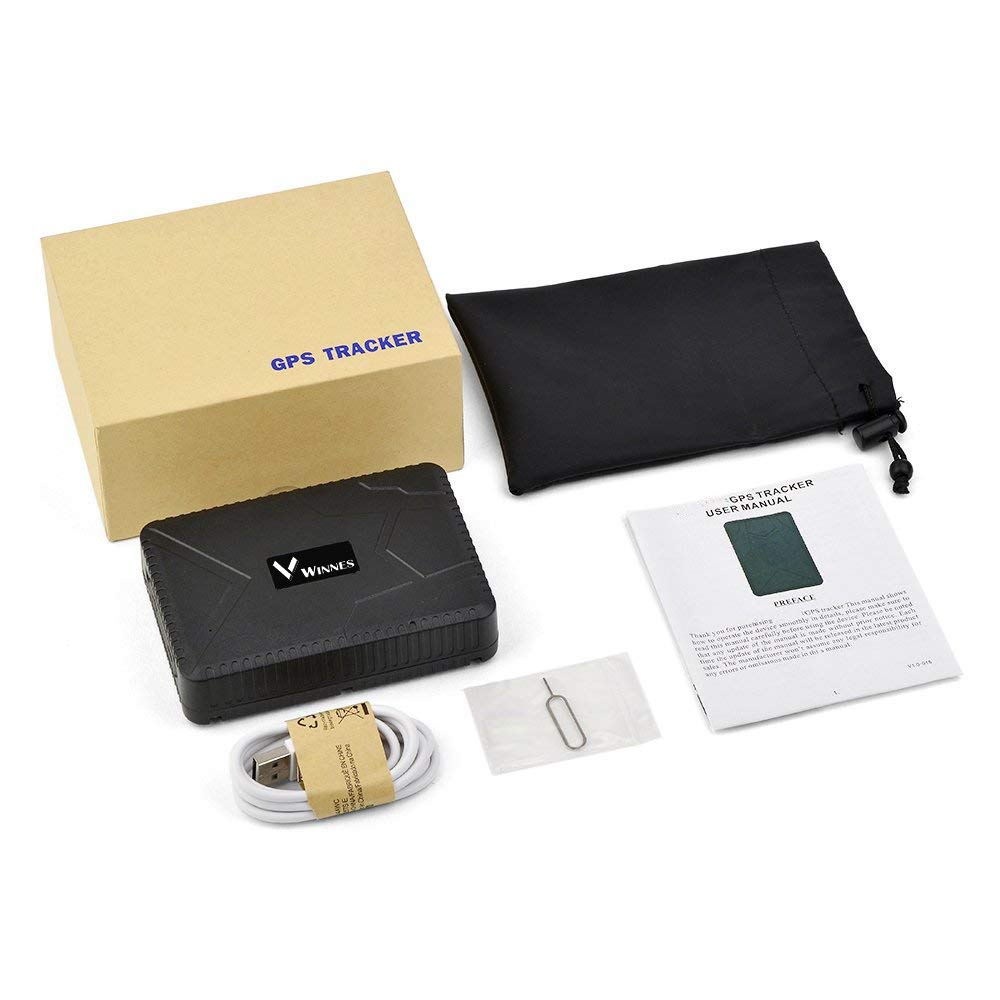 Winnes GPS Tracker Localizzatore per Auto/Veicoli/Camion/Moto - Inseguitore in Tempo Reale Impermeabile, Geo-fence, Allarme Shock - App/Web Gratuita, 10000 mAh, TK915
