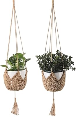 XZJMY Macrame Plant Hangers Hanging Planters Handmade Hanging Basket Flower Pots Stand Decorative Flower Pot Holder for Home Decor Ceiling Wall Planters Hanging (Brown-2)