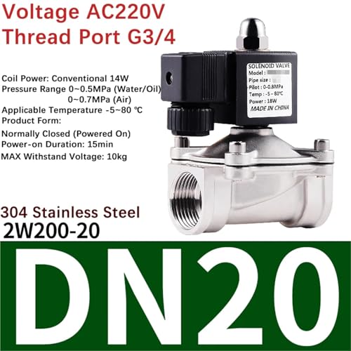 Électrovanne normalement fermée 220V pour stopper les fuites d'eau et air DN50
