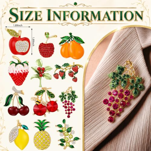 Image of Junkin 12 Pcs Women Brooches Bulk Vintage Rhinestone Pin Set