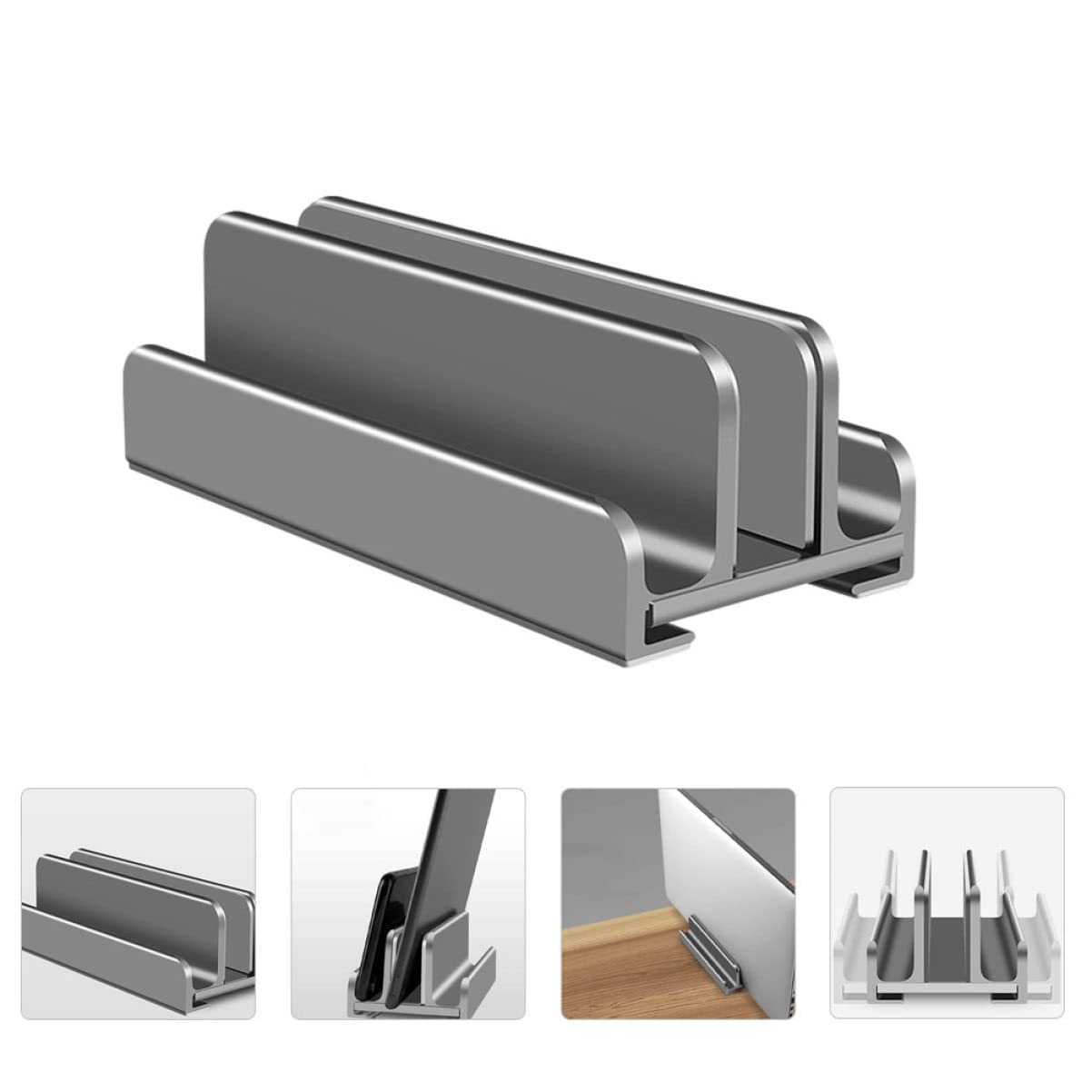 SHINEOFI 2 Piezas Soporte de Escritorio Ajustable para Tablet y Ordenador Portátil Base de Aleación y Diseño Vertical y Estable para Oficina y Hogar
