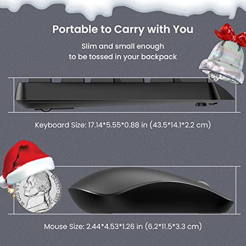 Wireless Keyboard Mouse Combo,Ponvit Energy Saving Slim Quick 2.4Ghz Cordless Full Size Computer Keyboard Silent & 3 Adjustable Dpi Usb Mouse Independent On/Off Switch For Pc Laptop,Black #TOP2