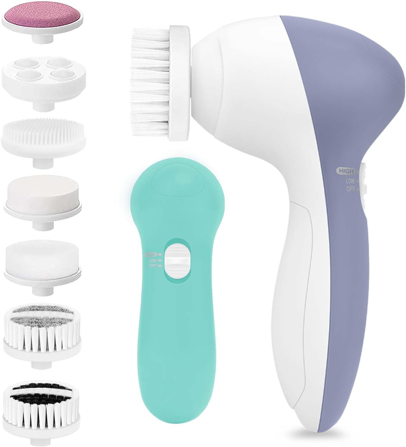 Facial Cleansing Brush Face Scrubber: CLSEVXY Electric Face Spin Cleanser Brushes with 7 Brush Heads for Deep Cleansing, Gentle Exfoliating, Removing Blackhead, Massaging(Aqua Blue)