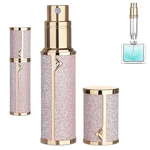 Qavhun Refillable Travel Perfume Atomizer Bottle – 5ml Luxury Pocket Perfume Dispenser Pump, Travel Perfume Atomiser, Cologne Dispenser, Portable Size Sprayer Bottle for Traveling (Pink – 1)
