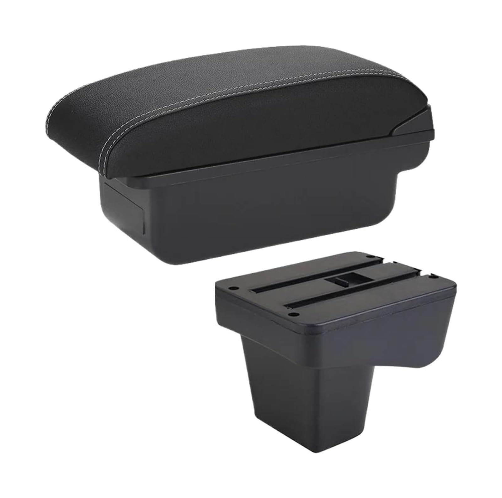 HCKCLMBMZW For Suzuki For Vitara Car Armrest Box Central Store Content Storage Arm Rest Modification Interior Retractable Leathe Car Armrest Center Console(C3 Black White Nousb)