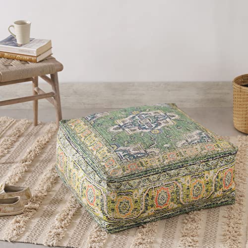 The Brighton Bombay Company Floor Cushion Cover – Boho Cushion Covers – Boho Room Decor Yoga Cushion Cover – Vintage Covers for Large Floor Cushions, Clothing Storage – Pouffe Cover for Home Decor
