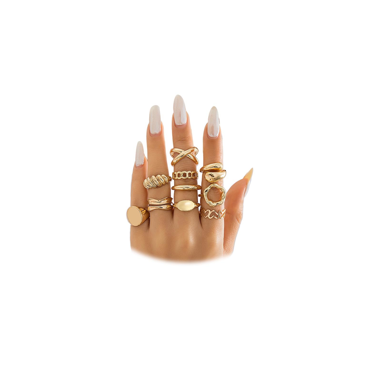 14K Gold Stackable Knuckle Rings Set for Women Teen Girls,Aesthetic Silver 10Pcs Trendy Dainty Open Midi Rings Set,Midi Finger Rings Pack Jewelry Gifts