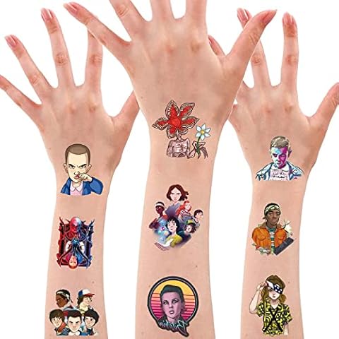 Temporary Tattoos for Strangèr things, 8 Sheets 200+ PCS Movie Series Birthday Party Supplies Favors Super Cute Fake Tattoos Stickers Party Decorations for Children Boys Girls Kids School Gifts … Cover