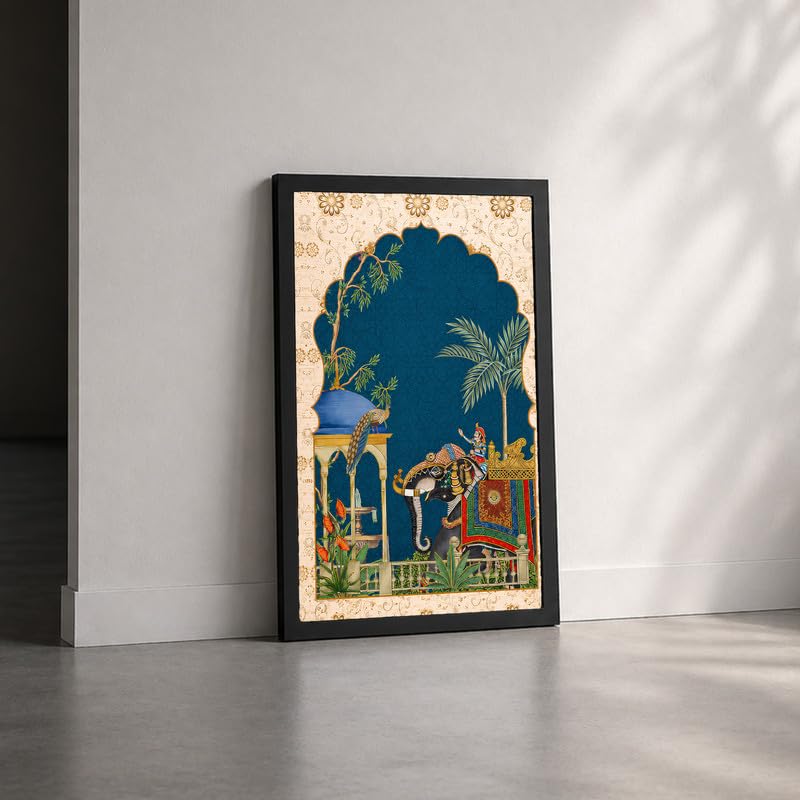 Image of inchRoyal Indian Elephant Premium Framed Wall Poster (12x18 Inch) | Traditional Indian Wall Art | Home & Office Decor for Bedroom, Living Room & Workspace | Ready-to-Hang Display Frame
