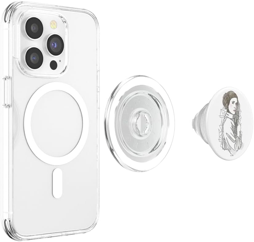 Star Wars Princess Leia Outline Watercolor Sketch PopSockets MagSafe PopGrip for iPhone
