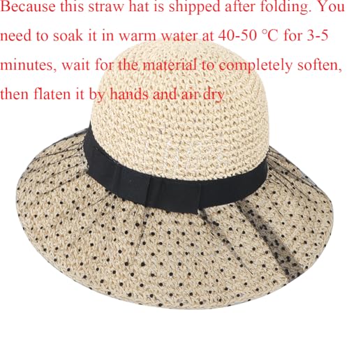 Sombrero femenino de paja con ala ancha para sol miniatura 3