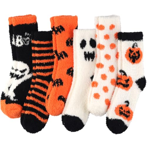Image of Toes Home Fuzzy Socks for Women, 6 Pairs Cozy Winter Fluffy Slipper Socks