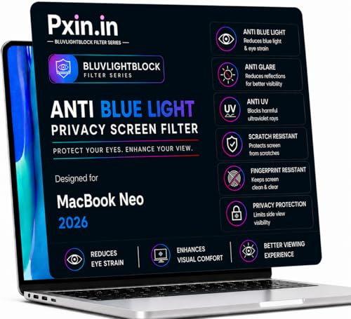 Image of Pxin UltraX Privacy Screen Guard compatible with Mac Book 13 Neo | Anti Blue | Anti Glare | UV (A /B /C) Shield | Privacy Screen Guard | OptiX & BLUVLIGHT Block Layer | Privacy Filter