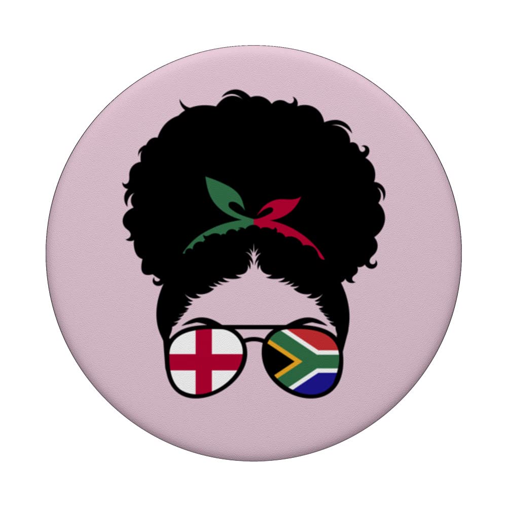England South Africa Mix Afro Half English half South Africa PopSockets Swappable PopGrip, Black - Image 3