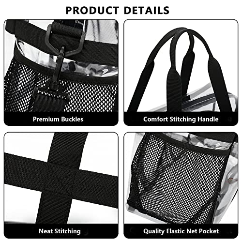 Farmark Clear Tote Bags Stadium Approved, Heavy Duty Travel Bags, Large Sports Shoulder Pack For Work,Competition,School (Black) #TOP3