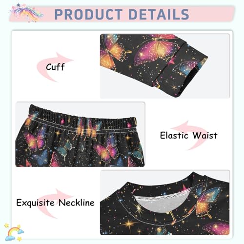 panksolu Pajama Sets Long Beautiful Colorful Butterfly Cotton Sleepwear Pjs 2 Piece,18M-8Y4