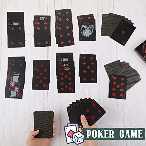 Zubebe 12 Decks Plastic Playing Cards Waterproof Poker Cards Black Deck Of Cards Bulk For Card Activities Table Games Party Supplies, Blue And Red #TOP4