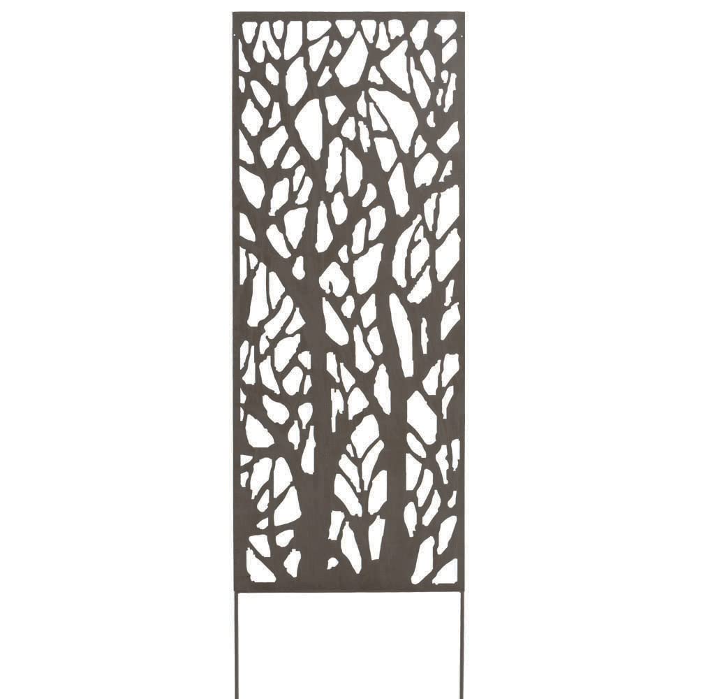 Panneau métal avec motifs décoratifs/​Arbres - 0,​60 x 1,​50 m - Brun vieilli