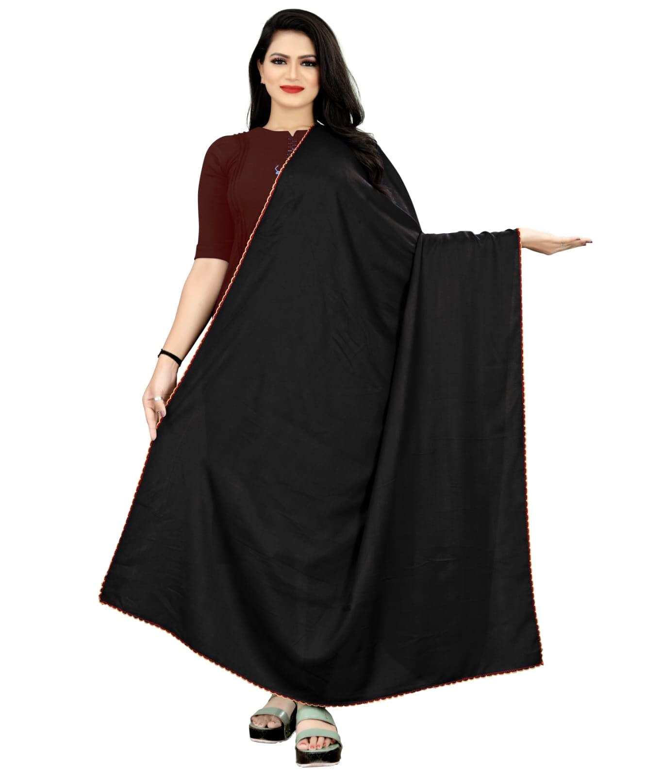 ebadat Women's Traditional Embroidered 100% Rayon Cotton Soft Long Skin-Friendly Namaz Hijab/Shawl Suitable for Every Occasion_42-picture-22