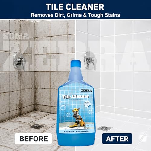 Image of SUNA ZEBRA Tiles Cleaner | Heavy-Duty Stain Remover for Tiles & Floors | Removes Cement, Grout Haze, Hard Water & Tough Stains | Fast-Action Cleaning Agent (1 Litre)