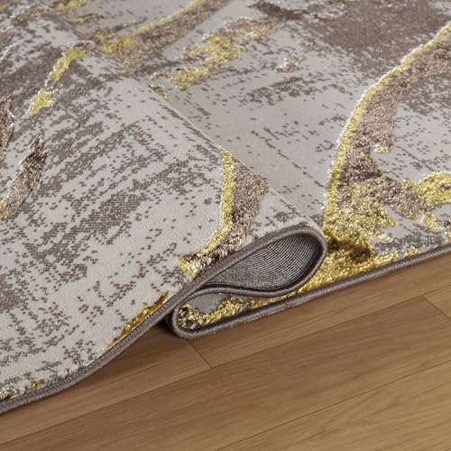 emmahome Living Room Rug Runner Hallway Modern Carpet, HERA, 160x230cm, BROWN/GOLD - 01987 - Cosy Home Interiors emmahome Living Room Rug Runner Hallway Modern Carpet, HERA, 160x230cm, BROWN/GOLD - 01987 - Image 2