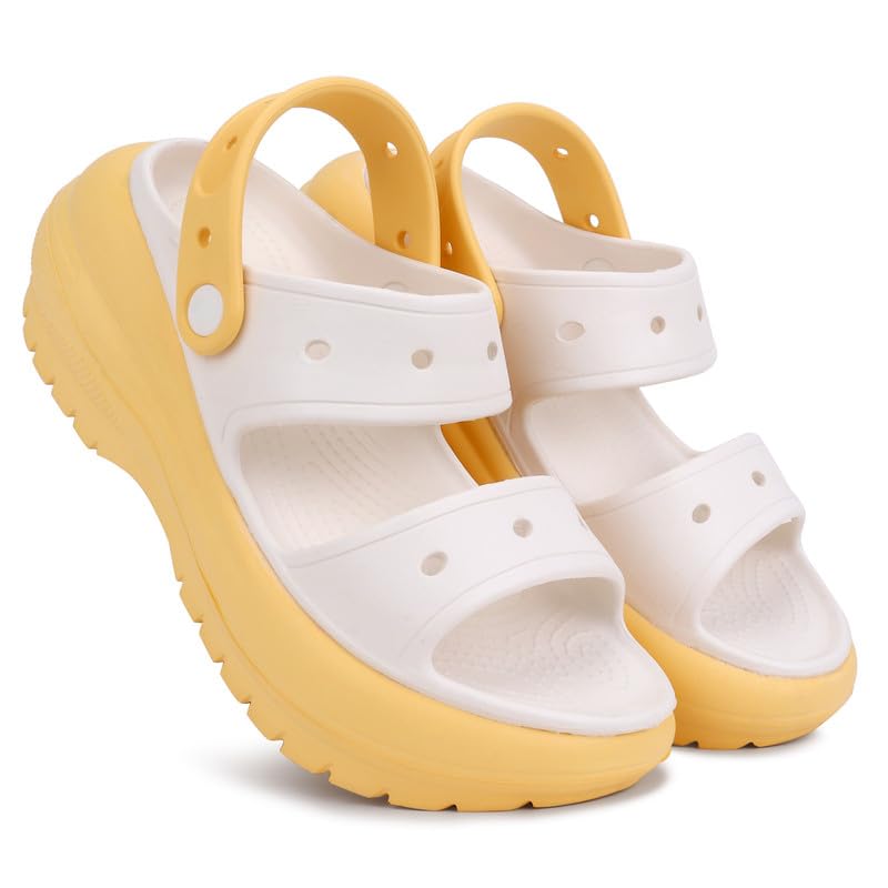 CASSIEY Latest Womens Classic Heeled Clogs Sandals with Back Strap for Adult | Comfortable & Lightweight | Stylish Anti-Skid | Clogs and Mules for Womens/Girls- Yellow (B0DFMJ28D4) Amazon Price History, Amazon Price Tracker