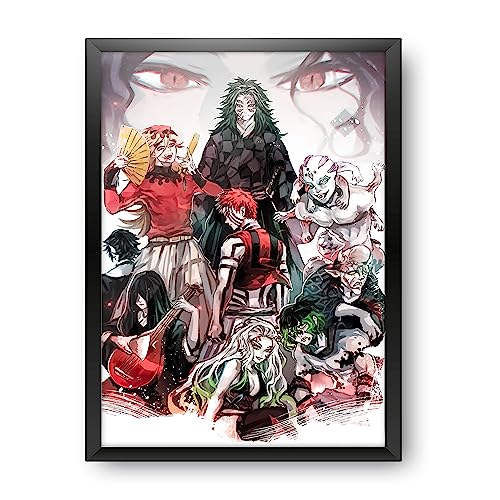 Image of MCSID RAZZ - Demon Slayer - Design A4 Size Poster (With Frame) - Best Gift For Demon Slayer Fans /Best Artifacts To Your Home & Decor /For Anime Fandom (Upper Moons Assemble)