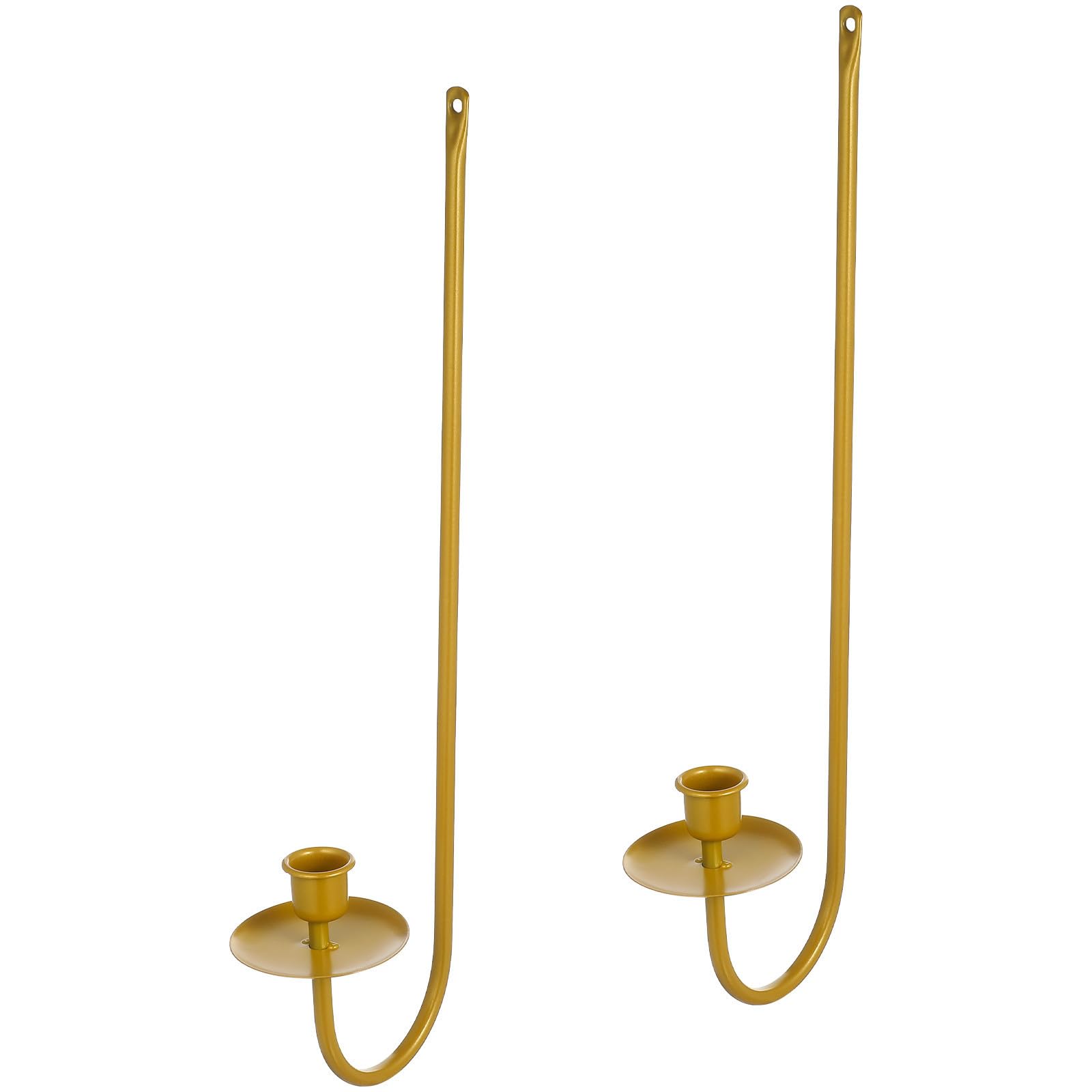 Candelabros para pared de metal dorado con diseño curvo elegante para comedor, 2 piezas