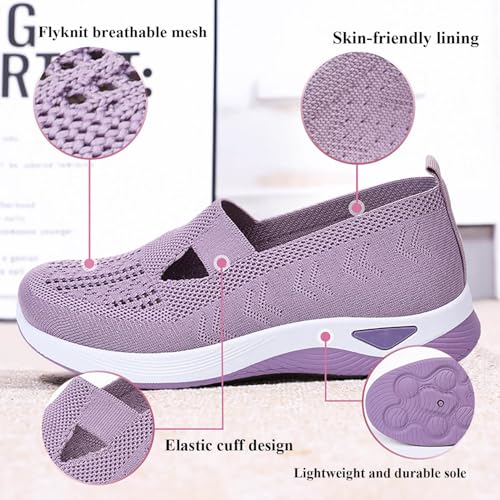 Beemoda Orthopedic Shoes, 2025 Women's Casual Breathable Slip on Orthopedic Walking Sneakers Woven Soft Shoes W/Arch Support3