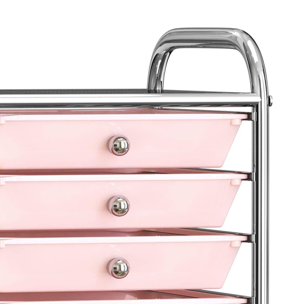 vidaXL Chariot de Rangement Mobile à 10 Tiroirs Chariot à Cosmétiques Panier de Bureau Salon de Beauté Coiffeur Maison Ombre Rose Plastique