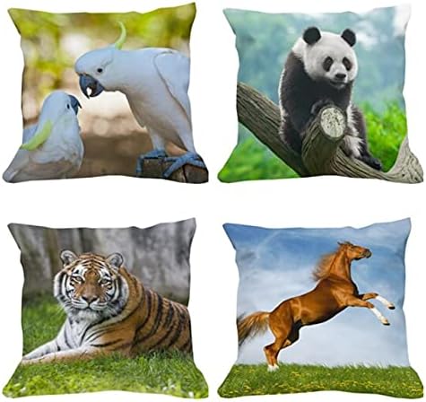 Cushify Decorative Velvet Cushion Cover Set of 4 Covers Animals & Birds Design 32