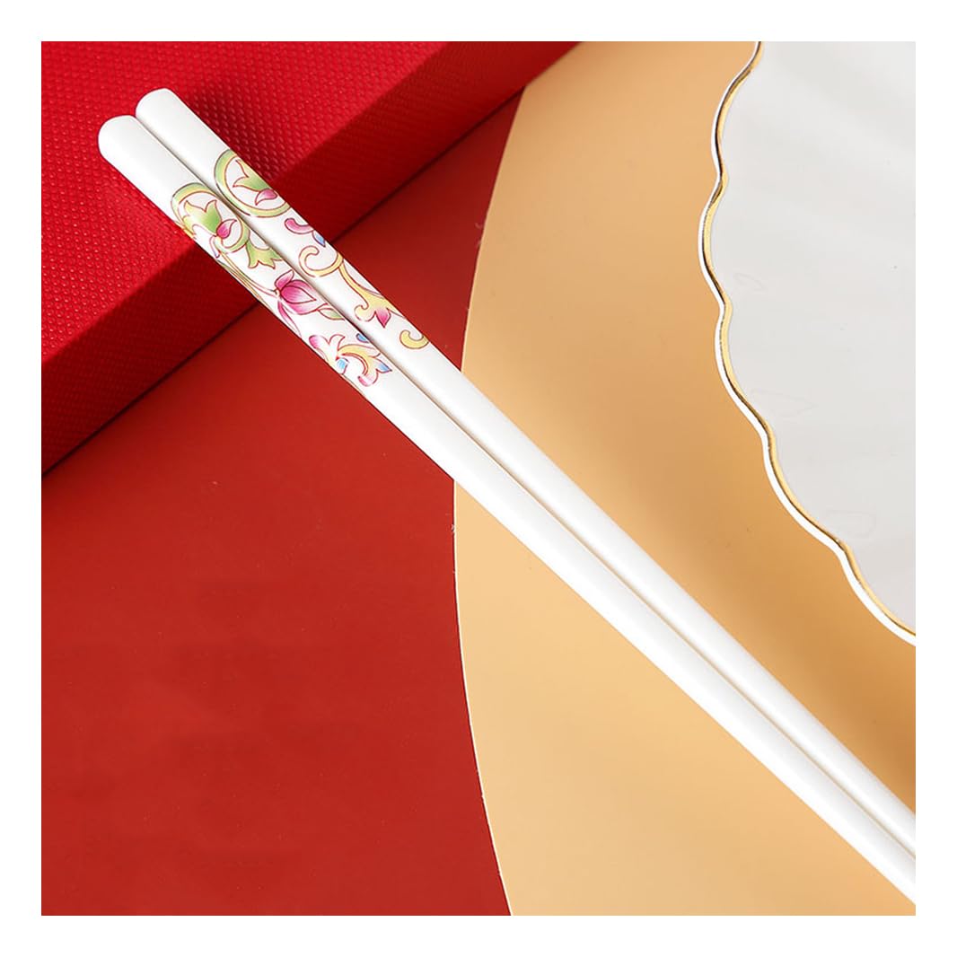 Baguettes en céramique, Coffret cadeau de 10 paires baguettes réutilisables qualité supérieure avec étui, en céramique d'os haute délicates(A)