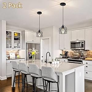 Blackpendantlight2packvintagecagehanginglampfarmhouseindustrialmetalpendantlightingfixturesforkitchenislandbedroomhallway Urban Country Home Decor Black pendant light 2 pack vintage cage hanging lamp farmhouse industrial metal pendant lighting fixtures for kitchen island bedroom hallway urban country home decor