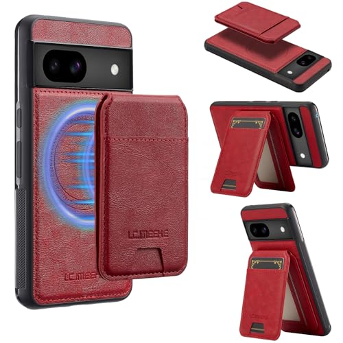 Coque Google Pixel 8A magnétique en cuir avec porte-carte anti-RFID