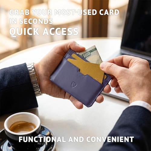 Image of Vaultskin MOORGATE Slim Card Holder - Minimalist Leather Wallet with RFID Blocking, Front Pocket Credit Card Case for Men & Women