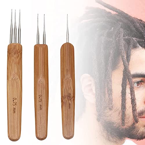 Crochet Locks Cheveux,Crochet Cheveux,Crochet Outil Cheveux,Aiguilles Crochet,Crochet Tricot,Crochet Pour Locks,Crochets En Bambou Pour Dreadlocks,Verrouillage Cheveux Pour Tresse DIY 0.75MM