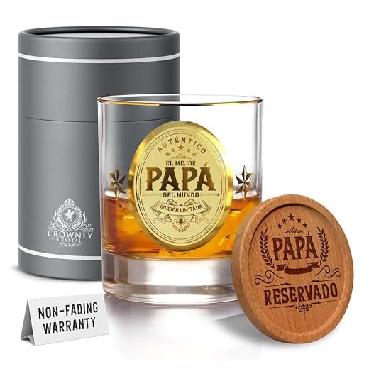 CROWNLY CRYSTAL® Regalo Padre Vaso Whisky Regalos Personalizados Regalo Papa Regalo Padre Cumpleaños Regalos Originales Regalos Aniversario Para Hombre Regalos Padre Regalos Para Hombre