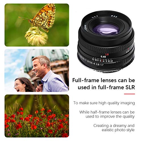Large Aperture Lens, 50Mm F1.7 Large Aperture Standard Focusing Silent Frame Lens, Black Optical Glass Camera Manual Lens, For M42 Mounting Slr Camera #TOP2