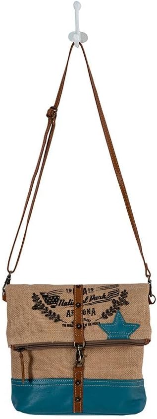 Myra Bag Crossbody Bag for Women - Western Upcycled Canvas & Leather Shoulder Handbag Teal
