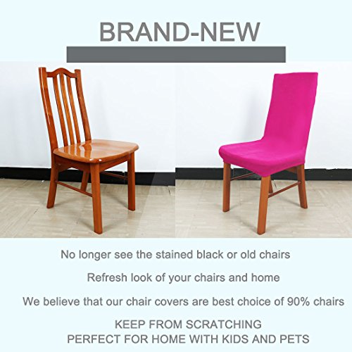 Uxcell Plush Dining Chair Cover,Parson Chair Slipcover Stretch Spandex Velvet Bar Stool Cover Protector Seat Cover Home Decor For Dining Room/Party/Kitchen/Wedding Fandango Pink #TOP7