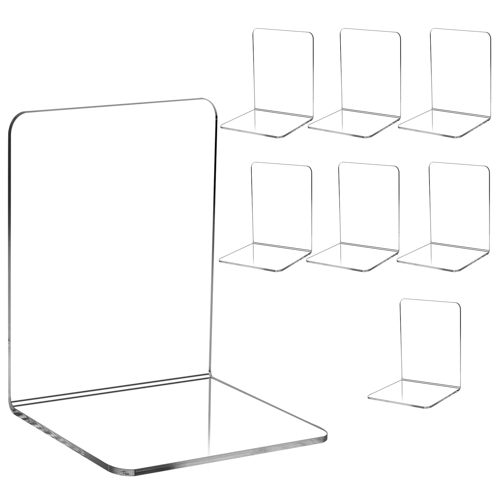 Otauoaea 8 Piezas Juego de Sujetalibros, Sujeta Libros Acrilico Transparente Adecuado para la Escuela, el hogar, la Oficina, la Biblioteca, el Dormitorio y la organización del Escritorio