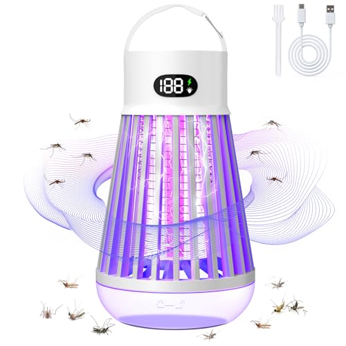 Hywean Bug Zapper Indoor Outdoor Mosquito Zapper, Rechargeable Fly Killer Lamp with Storage Box, Waterproof 2000V Light Trap for Home Kitchen Backyard Garden Camping Patio - White