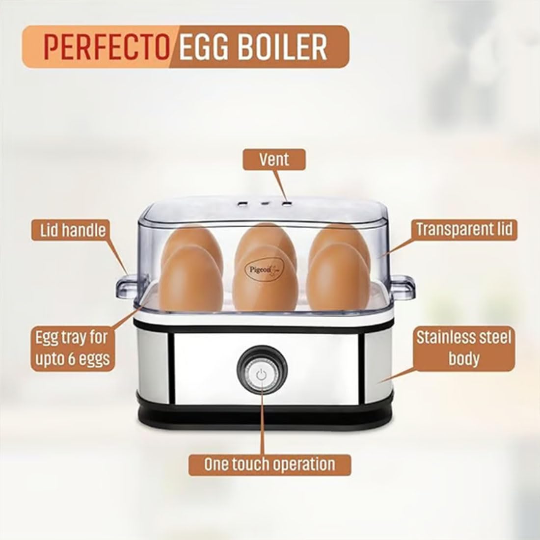Smarter Eierkocher mit Abschaltautomatik – Müheloses Eierkochen mit dem ultimativen Eierkocher aus Edelstahl. Elektrischer Eierkocher für 6 Eier (hartgekocht, mittelhart, pochiert) (1Pcs)