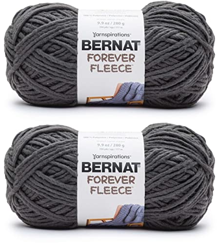 Image of Bernat Forever Fleece Coal Yarn of 280g /9.9oz - Polyester - 6 Super Bulky - 194 Yards - Knitting /Crochet (Pack of 24)
