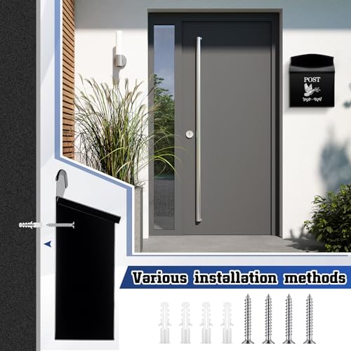 Yaocom Wall Mount Mailbox for Outside, 13.4 x 11.4 x 4.7 inches, Large Capacity Steel Hanging Metal Mail Box, Waterproof Modern Post Box for Outside Home Office by Yaocom - Image 6
