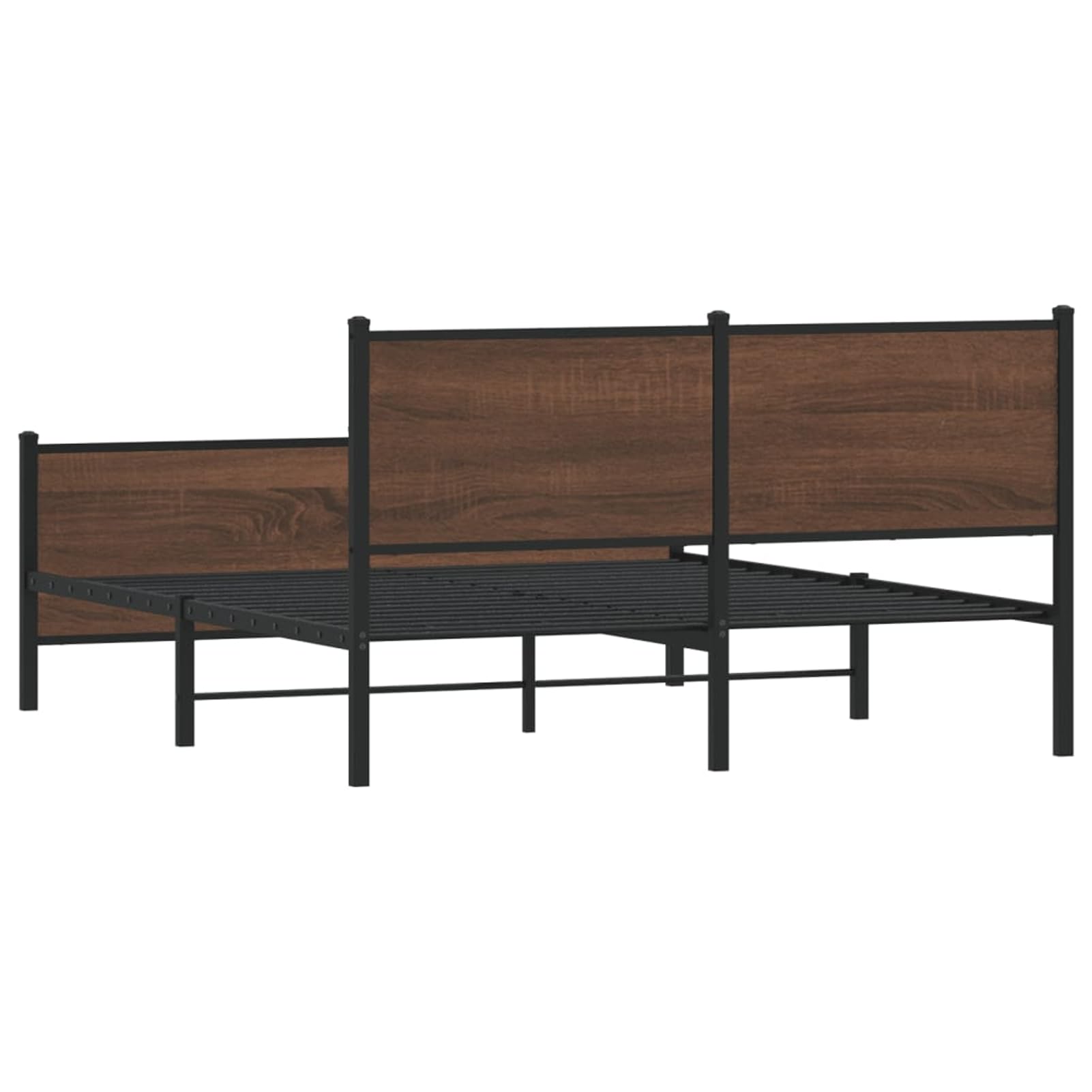 WGYHOME metalowa rama łóżka 160 x 200 cm, brązowa, imitacja dębu, ze stali ze środkowymi nóżkami i miejscem do przechowywania pod łóżkiem, dla dorosłych