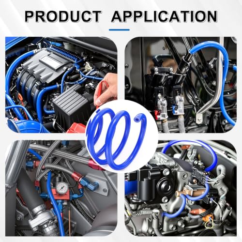 Image of Tnisesm 6.6 FT Vacuum Hose Automotive 1 /8 inch 5 /32 inch 3 /16 inch 1 /4 inch 5 /16 inch 3 /8 inch ID 6 Values 130PSI High Performance Silicone Blue Vacuum Hose line Kit