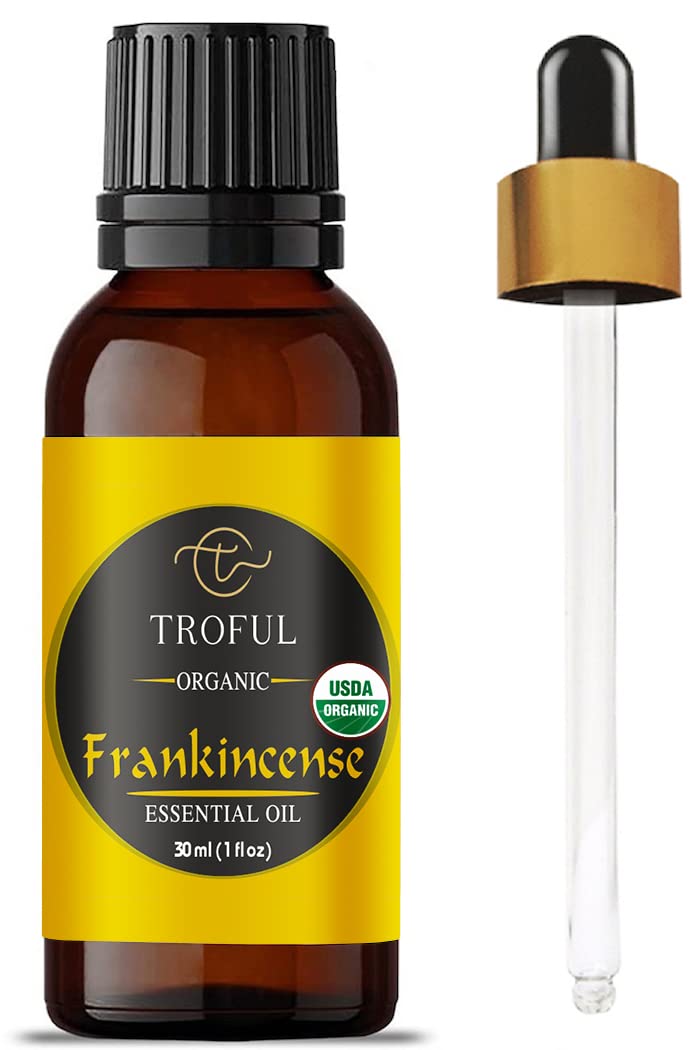Troful Organic Frankincense Essential Oil -100% Pure Natural USDA Organic Essential Oil for Aromatherapy, Diffusers, DIY, Skin, Hair, Body Care - 30 ML